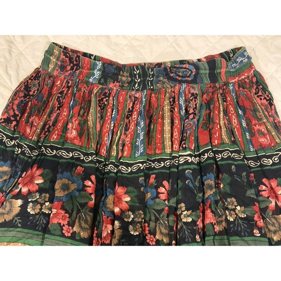 Vintage Backroad Blues Floral Maxi Skirt Womens Size 22 Elastic Waist Boho - Picture 9 of 12